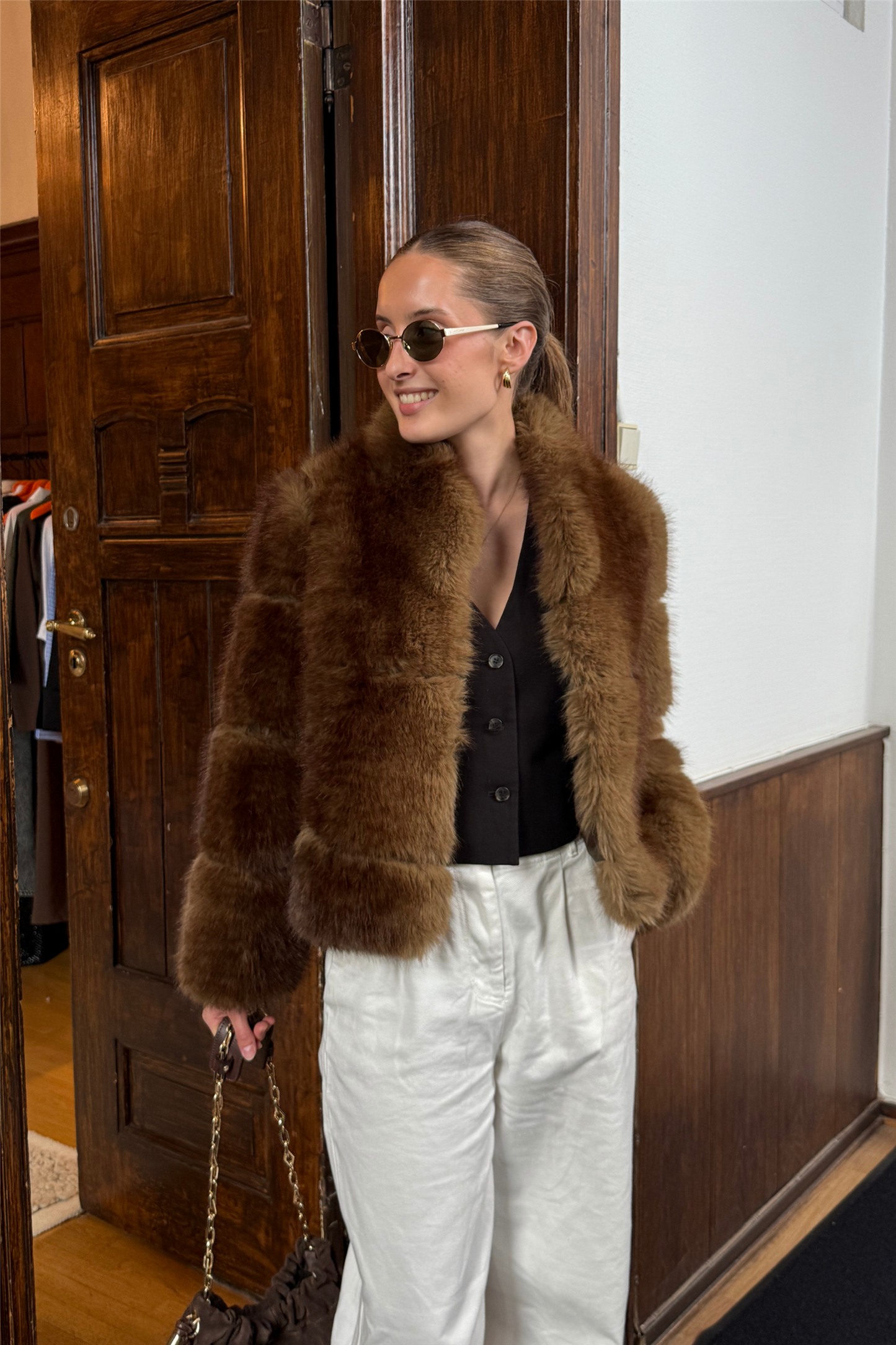 Posh Short Coat Dk Brown