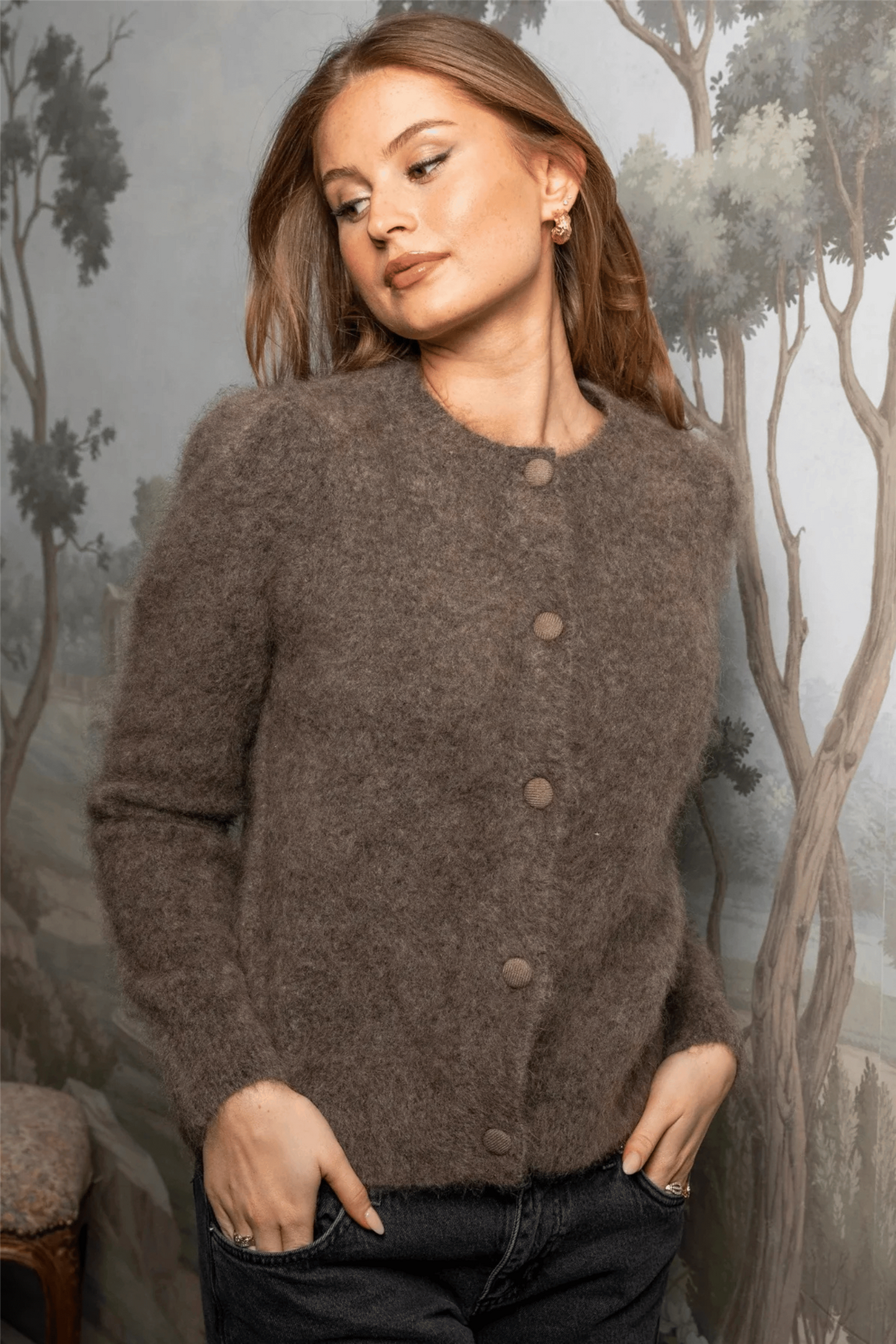 Ulla Mohair Cardigan Taupe