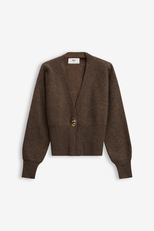 VESPER MERINO CARDIGAN Brown Melange