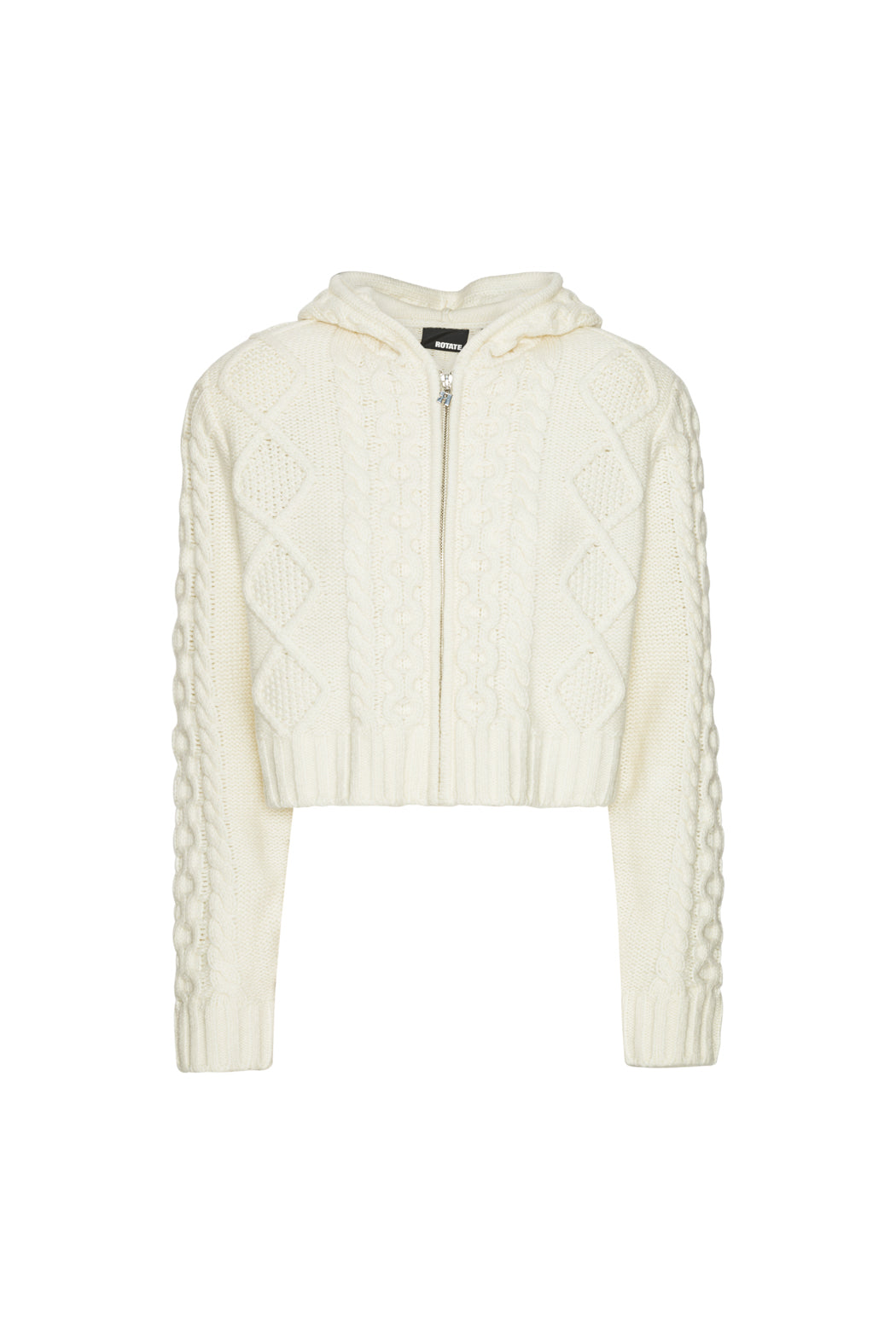 Knit Cable Zip Cardigan Egret