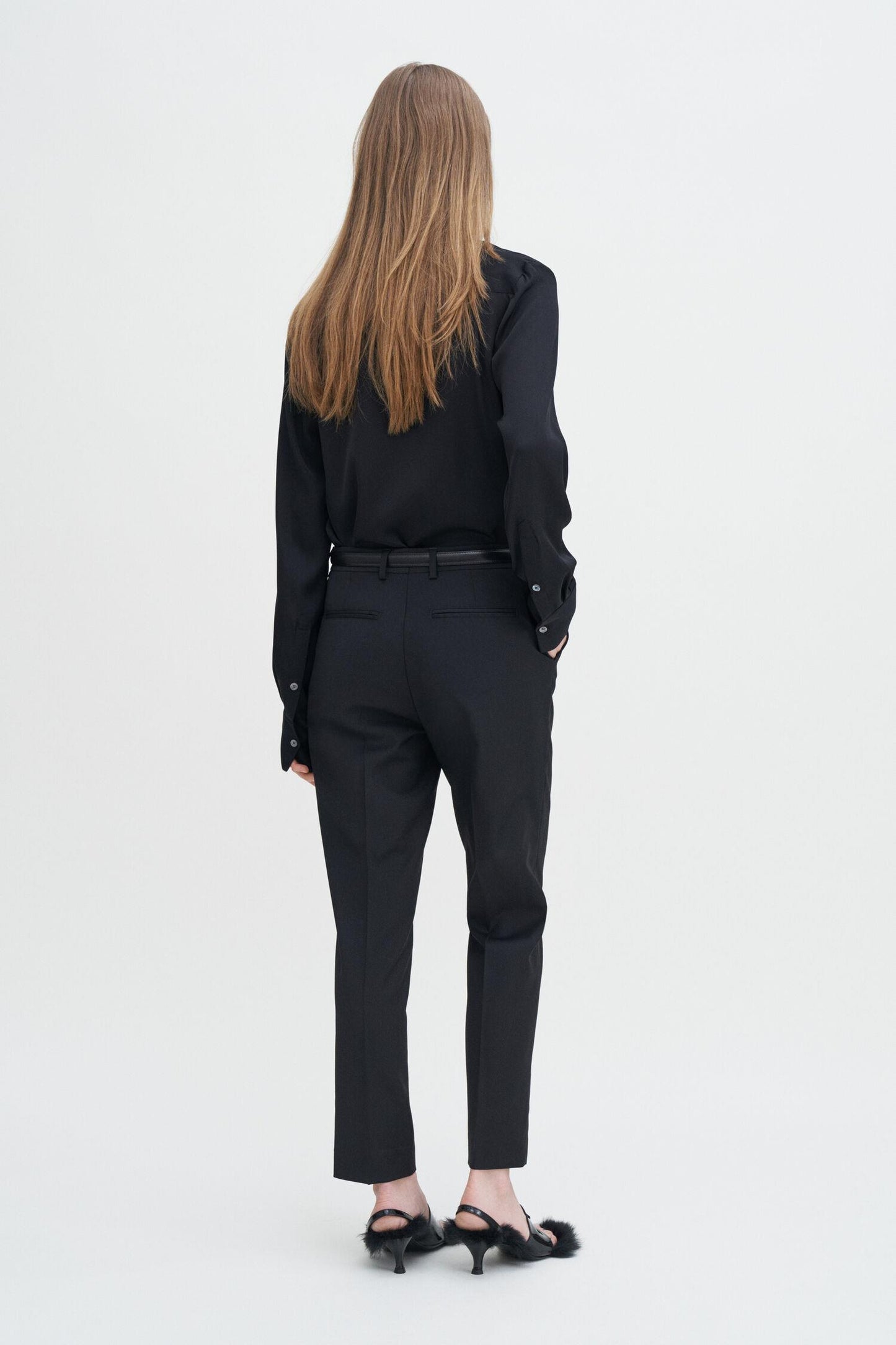 Emma Cropped Cool Wool Trousers Black