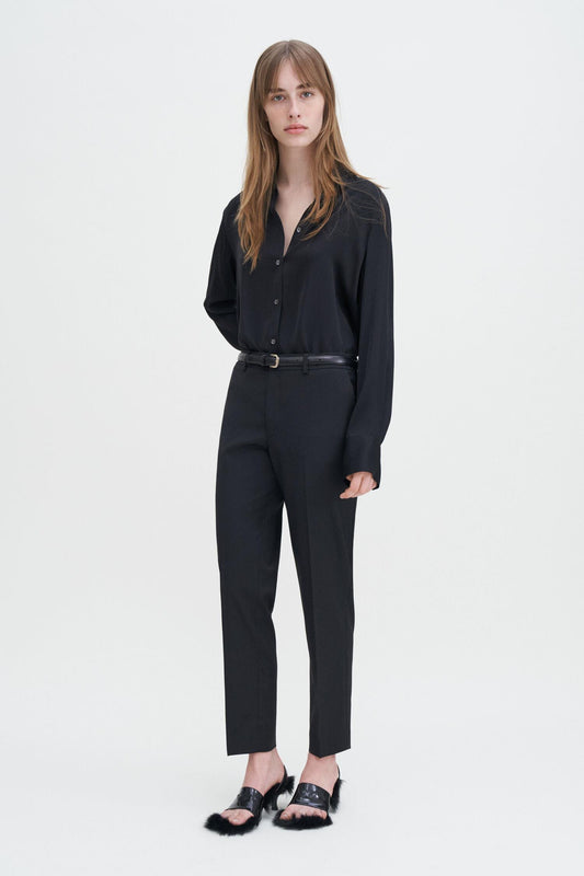 Emma Cropped Cool Wool Trousers Black