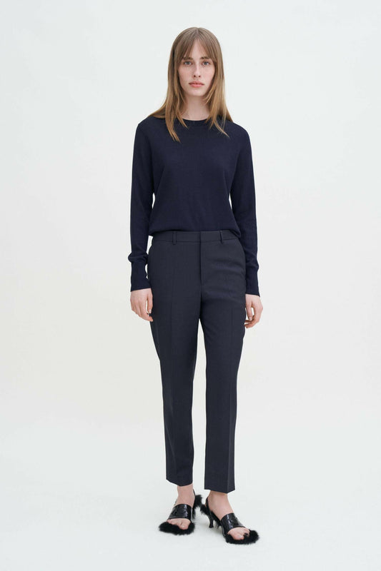 Emma Cropped Cool Wool Trousers Dk. Navy