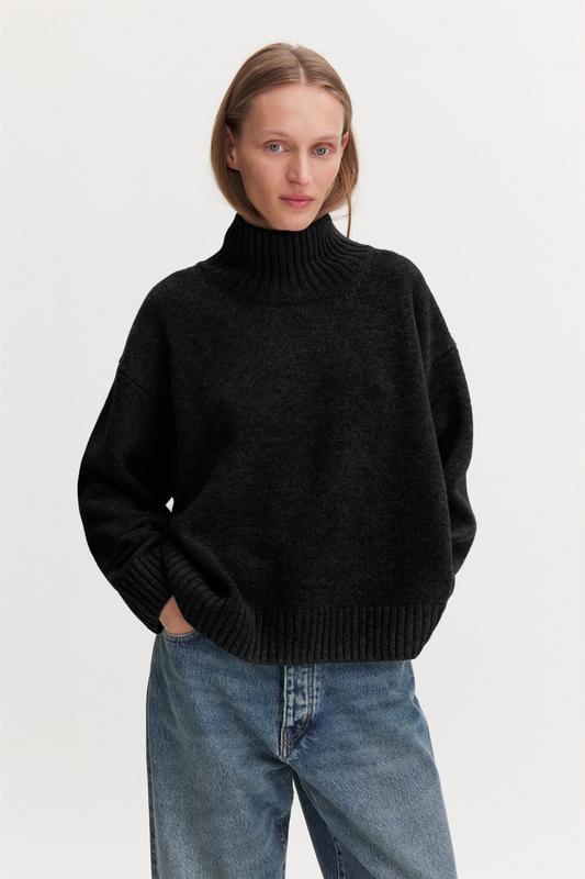 Wool Cashmere Turtleneck Sweat Black