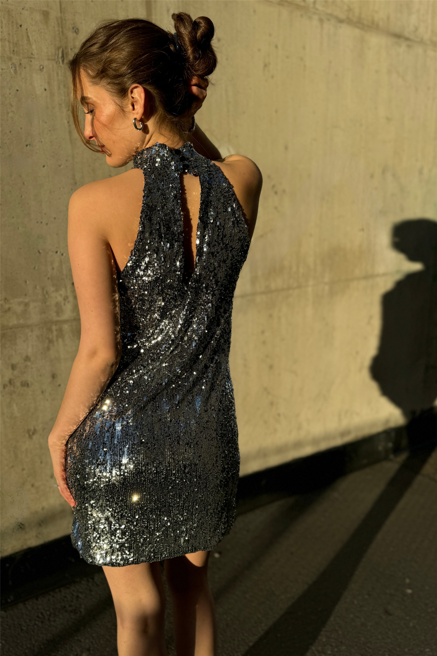 Sequin Dress Nero/Argento