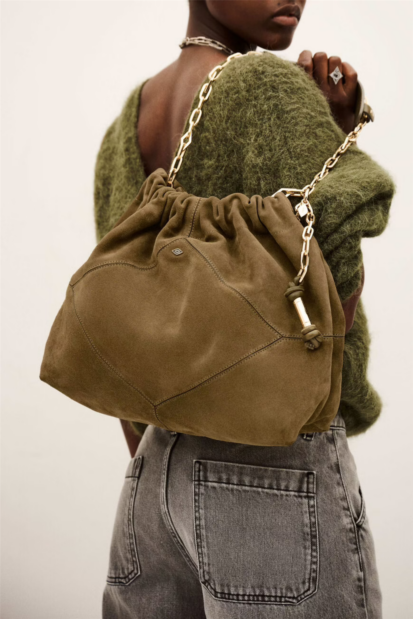 Bag M Suede June Tote Kaki