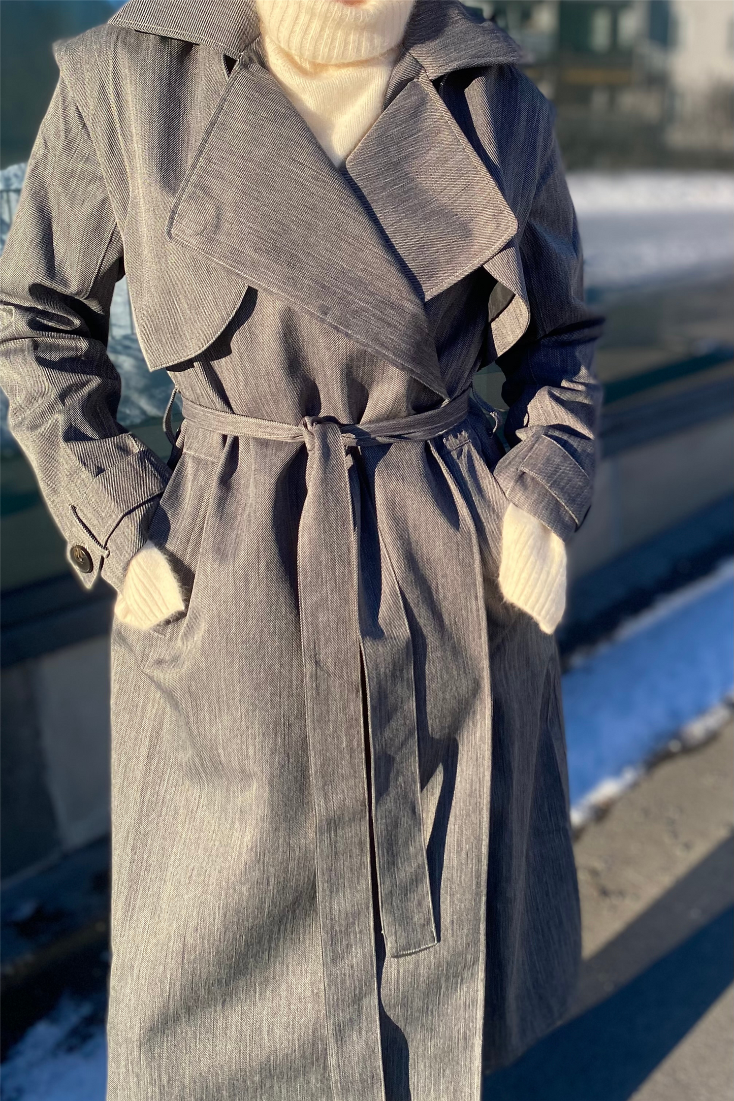 Regndråpe Trench Coat Stone Denim
