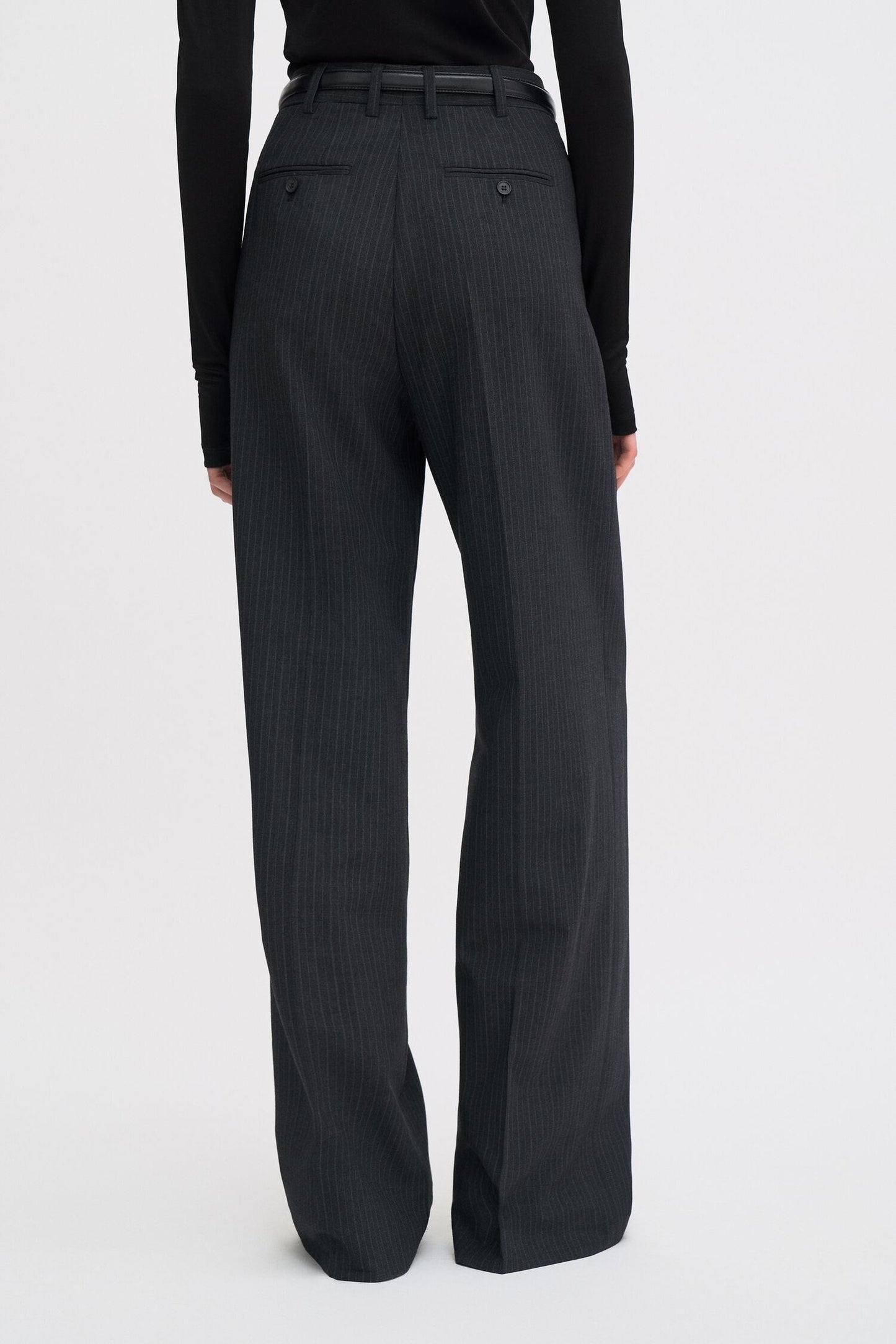 Darcey Pinstripe Trousers Anthracite Melange