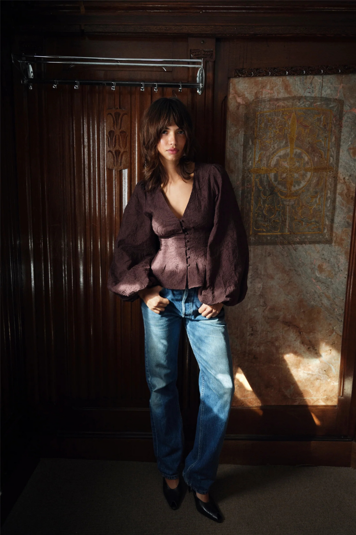 Palena Blouse Brown Embroidery