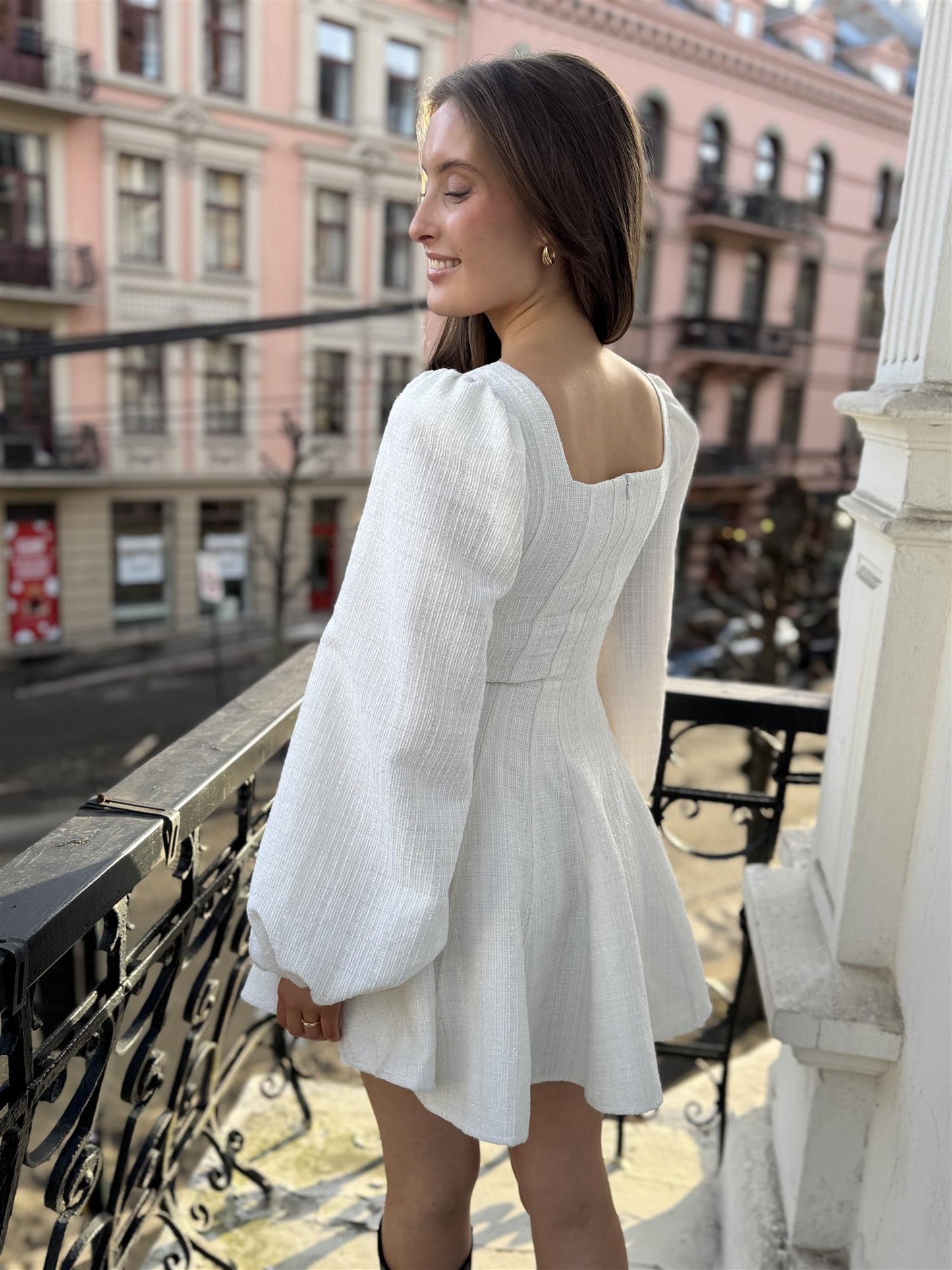 Sophie tweed Dress White