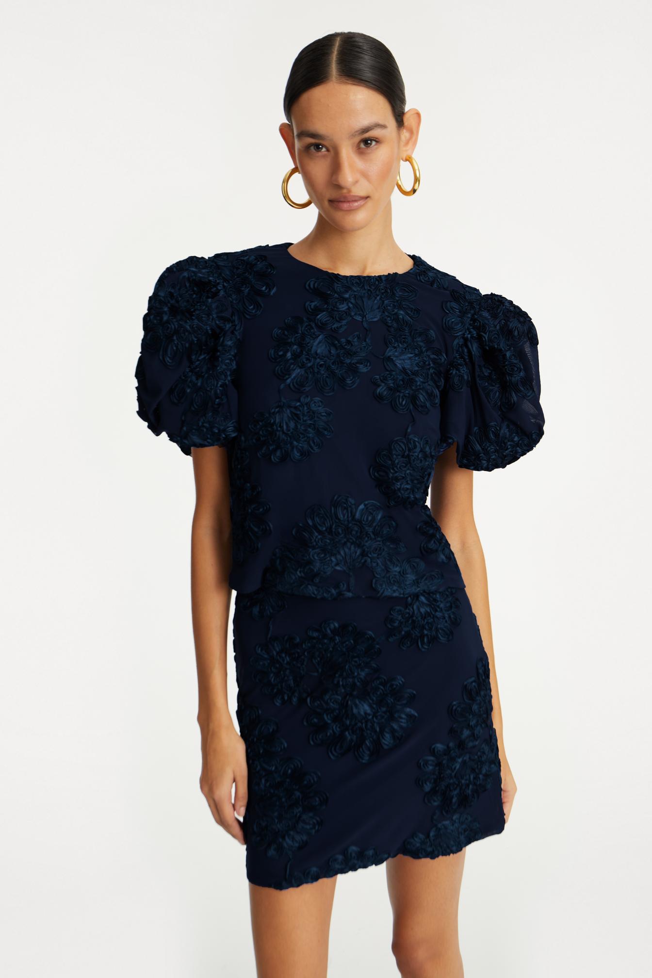 3D Mesh Sleeveless Top Navy Blazer