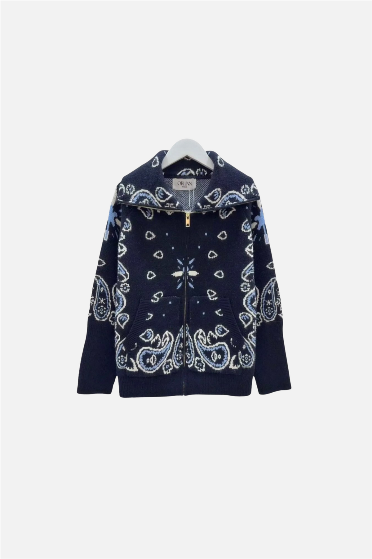 Paisley Jacket Zip Navy.