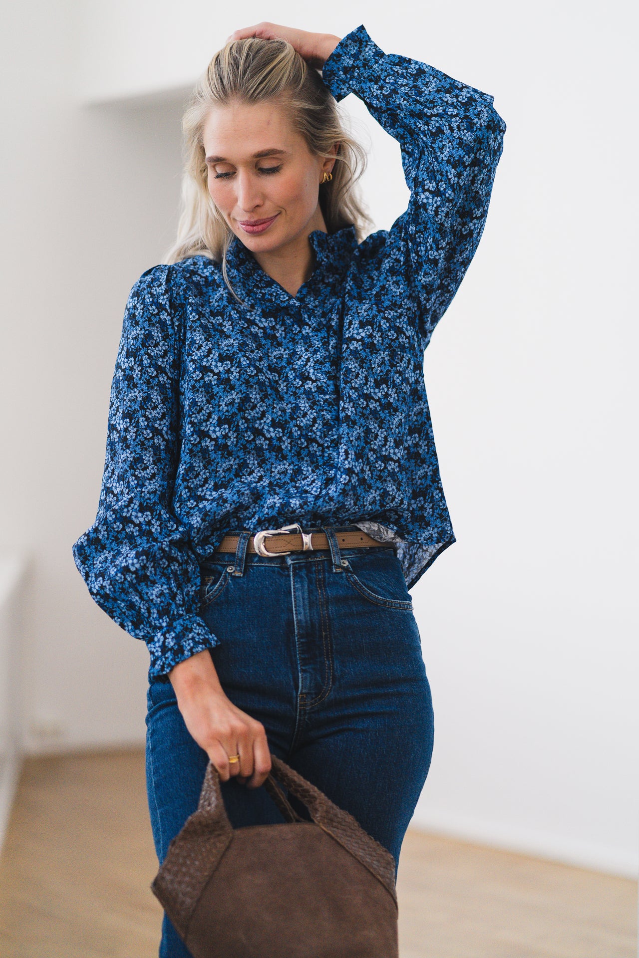 RAUSAstrid Shirt AOP Blue Iolite Flw