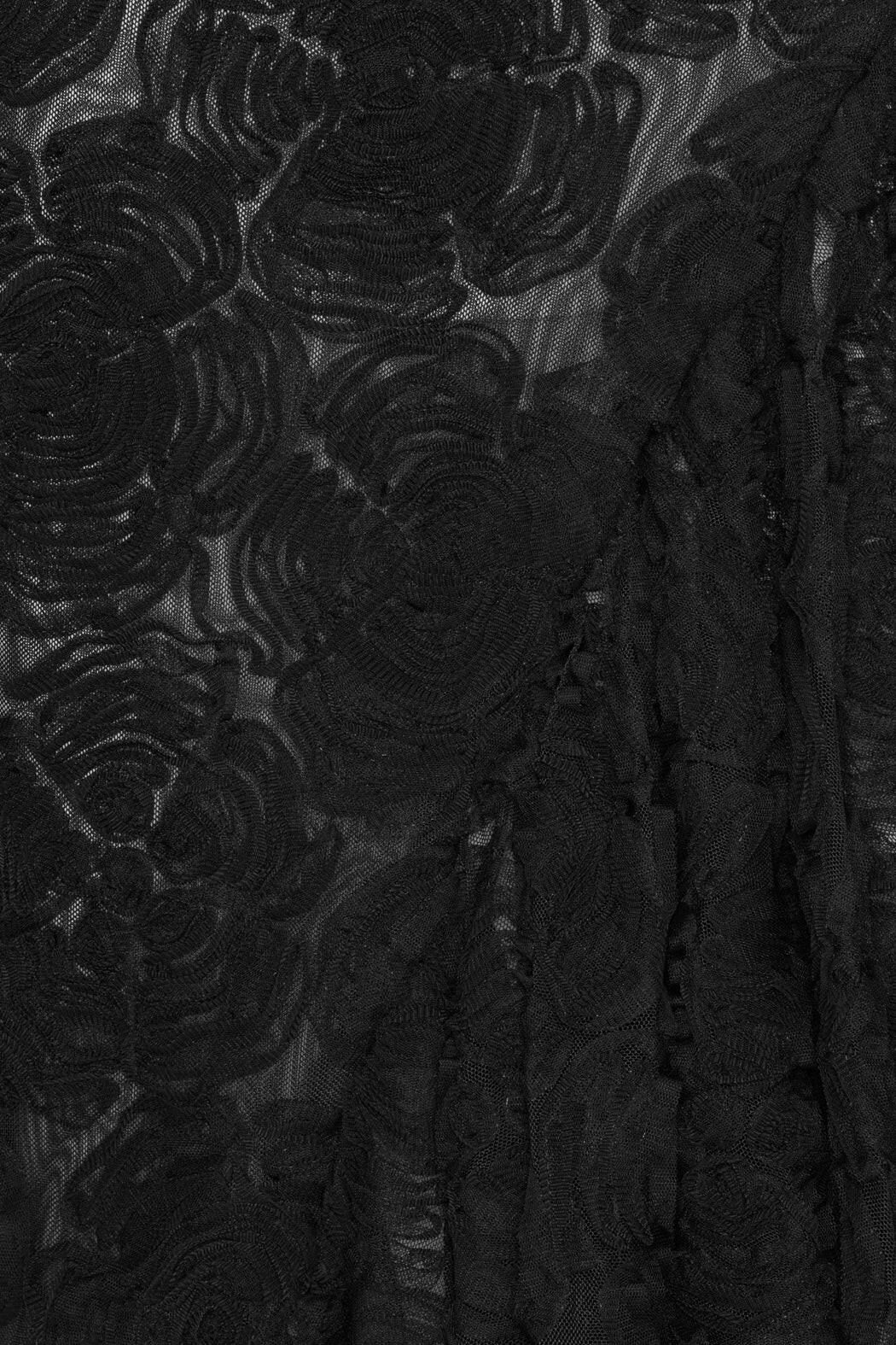 Flower Mesh Ruffle Dress Black