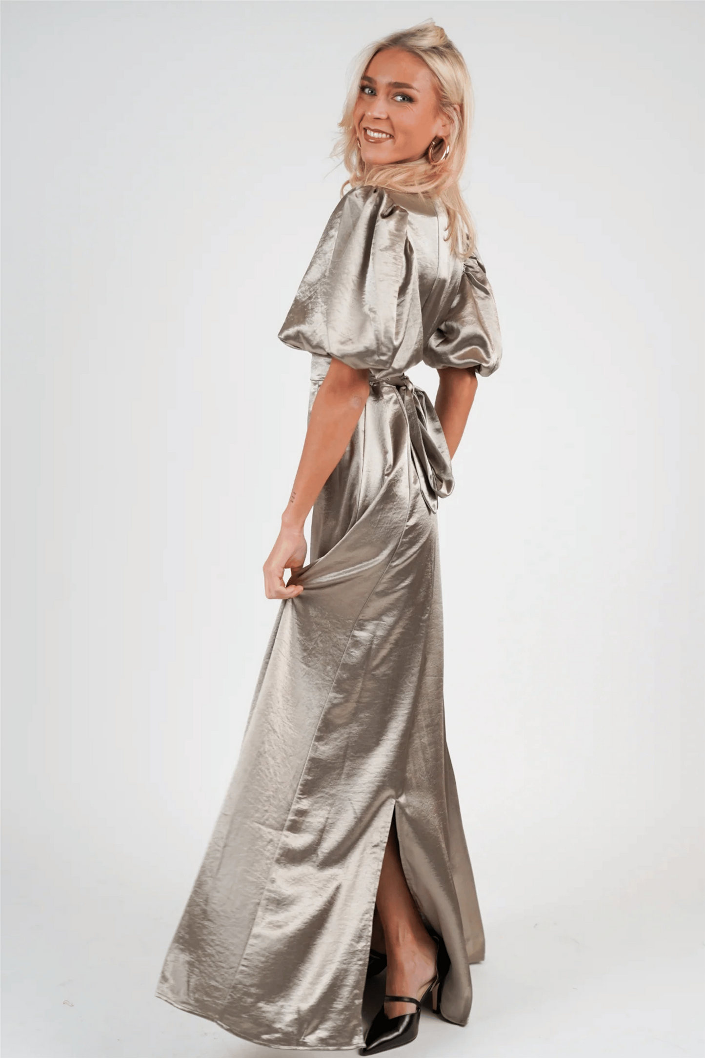 Holly Long Dress Metallic Champagne