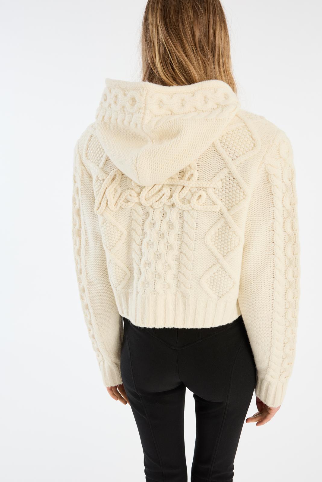 Knit Cable Zip Cardigan Egret