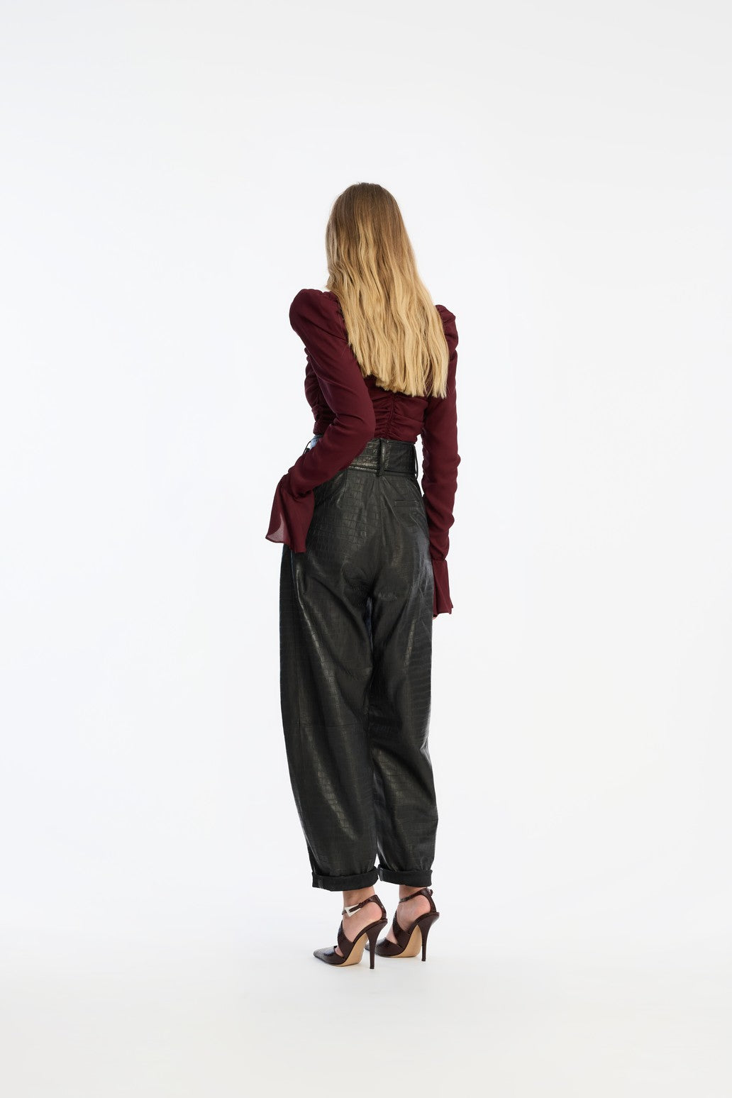 Chiffon Ruched Ls Top Zinfandel