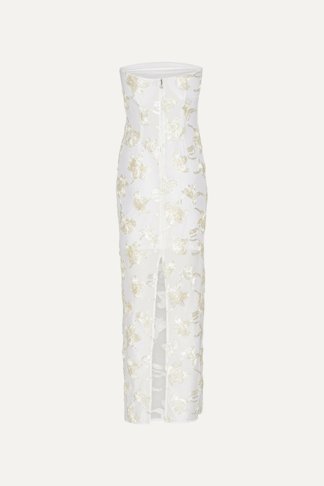 Flower Mesh Tube Dress Egret