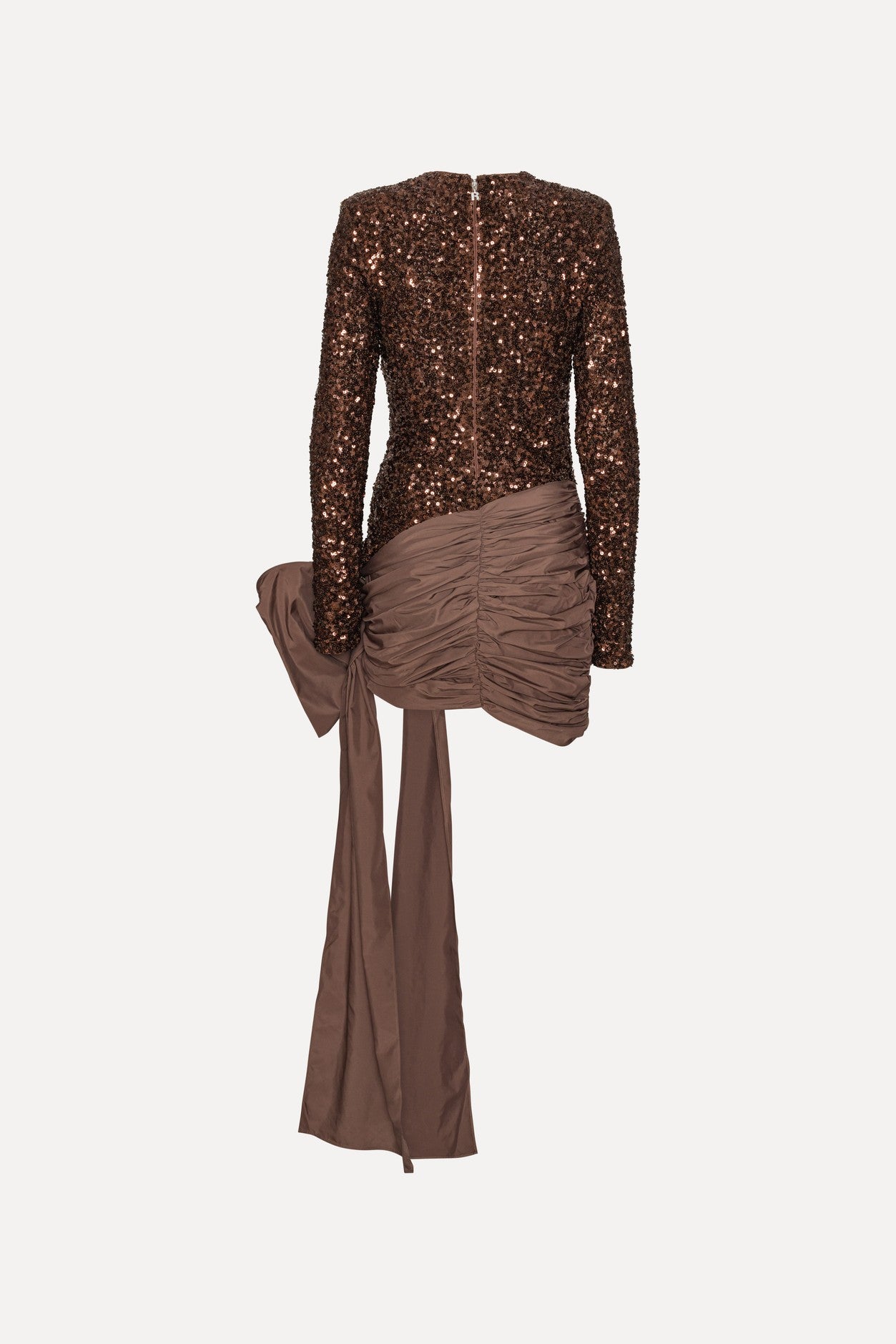 Sequins Bow Mini Dress Chicory Coffee