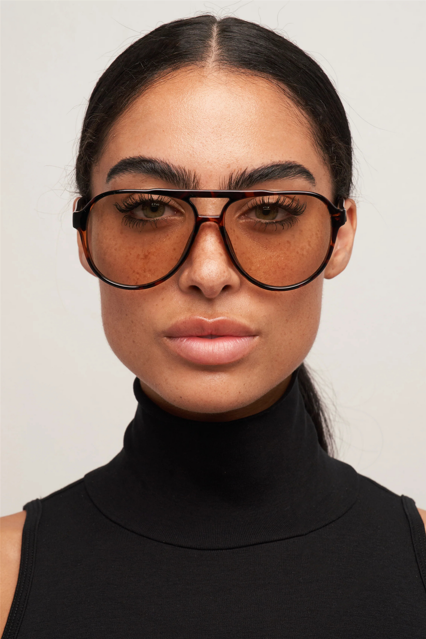 Stevie Oversized Aviator Tort/Brown