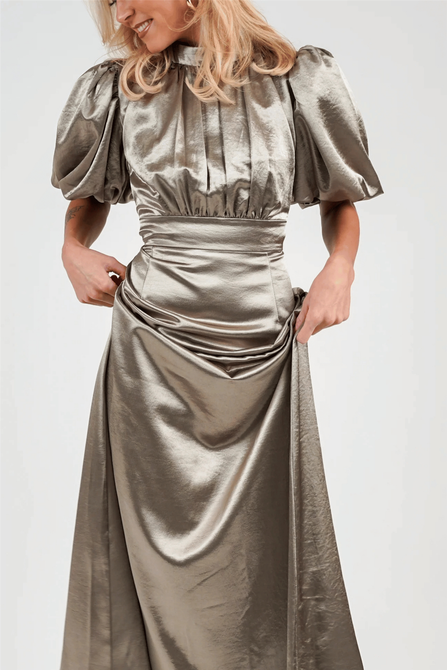 Holly Long Dress Metallic Champagne