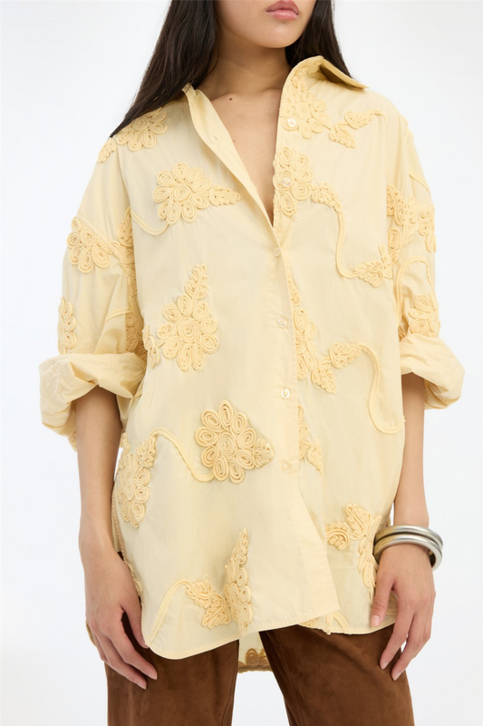 Flower Oversized Shirt Italian Straw