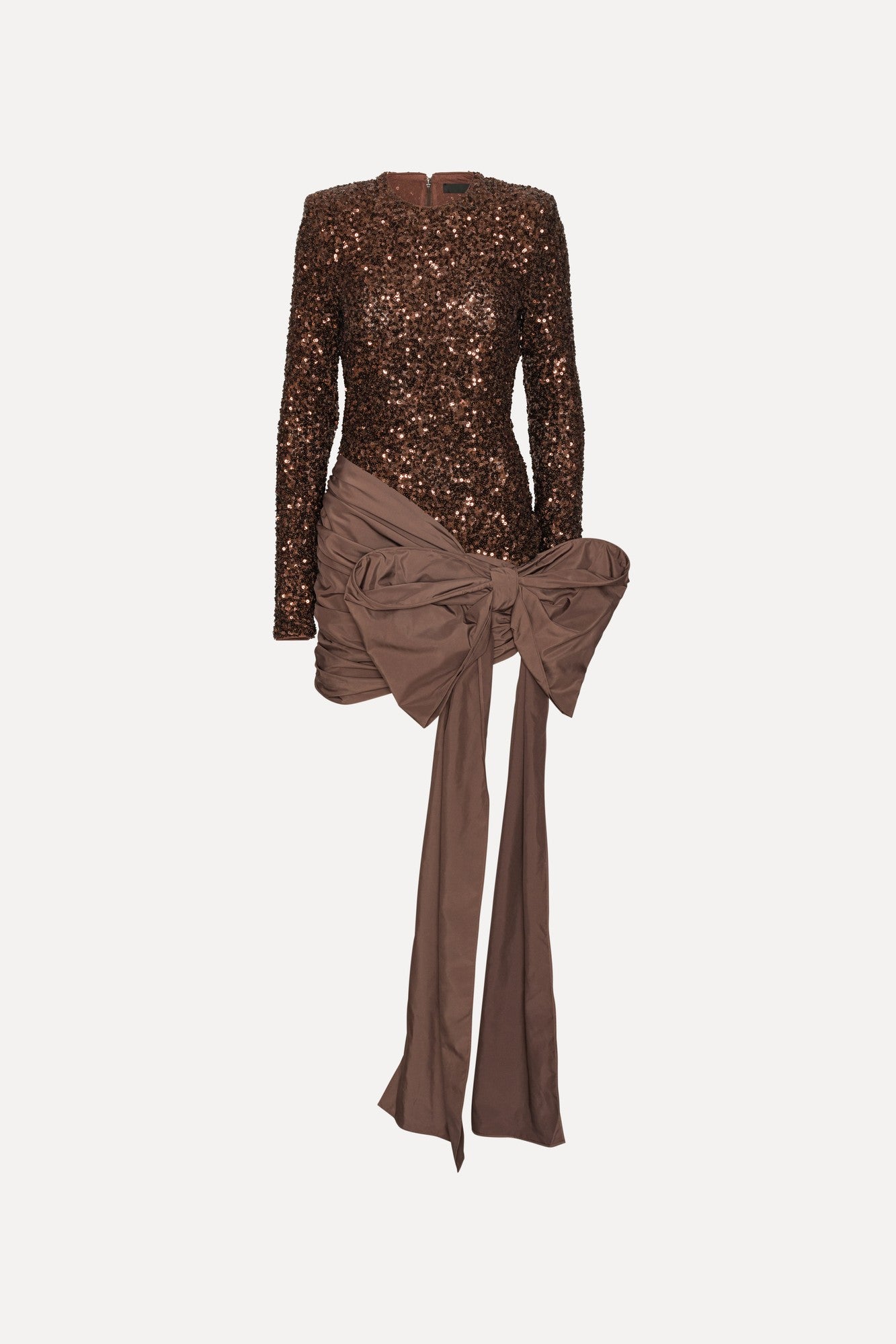 Sequins Bow Mini Dress Chicory Coffee