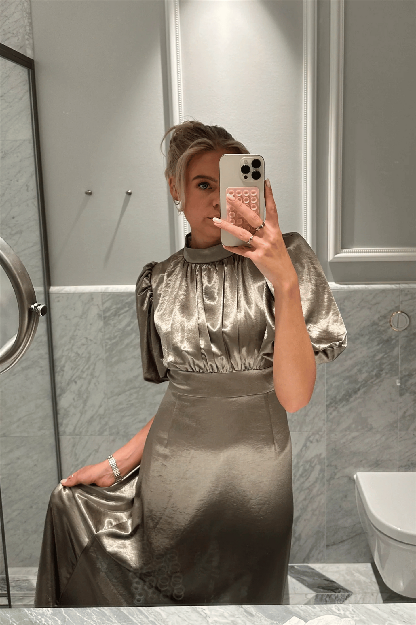 Holly Long Dress Metallic Champagne