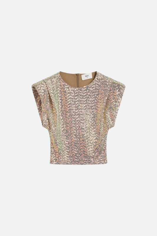Sunset Sequin Top Iridescent Beige