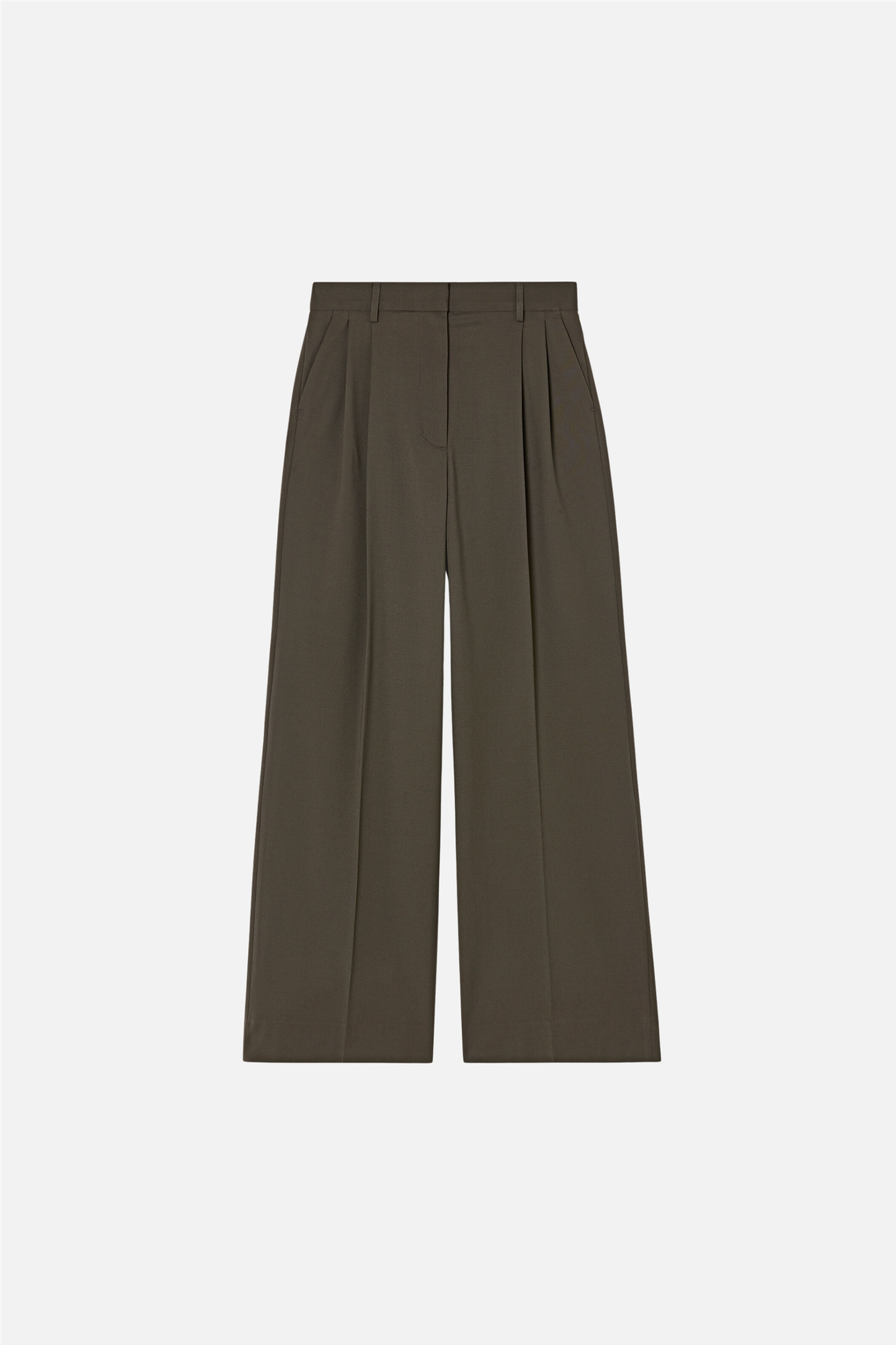 Darcey Wool Trousers Dark Moss Green.