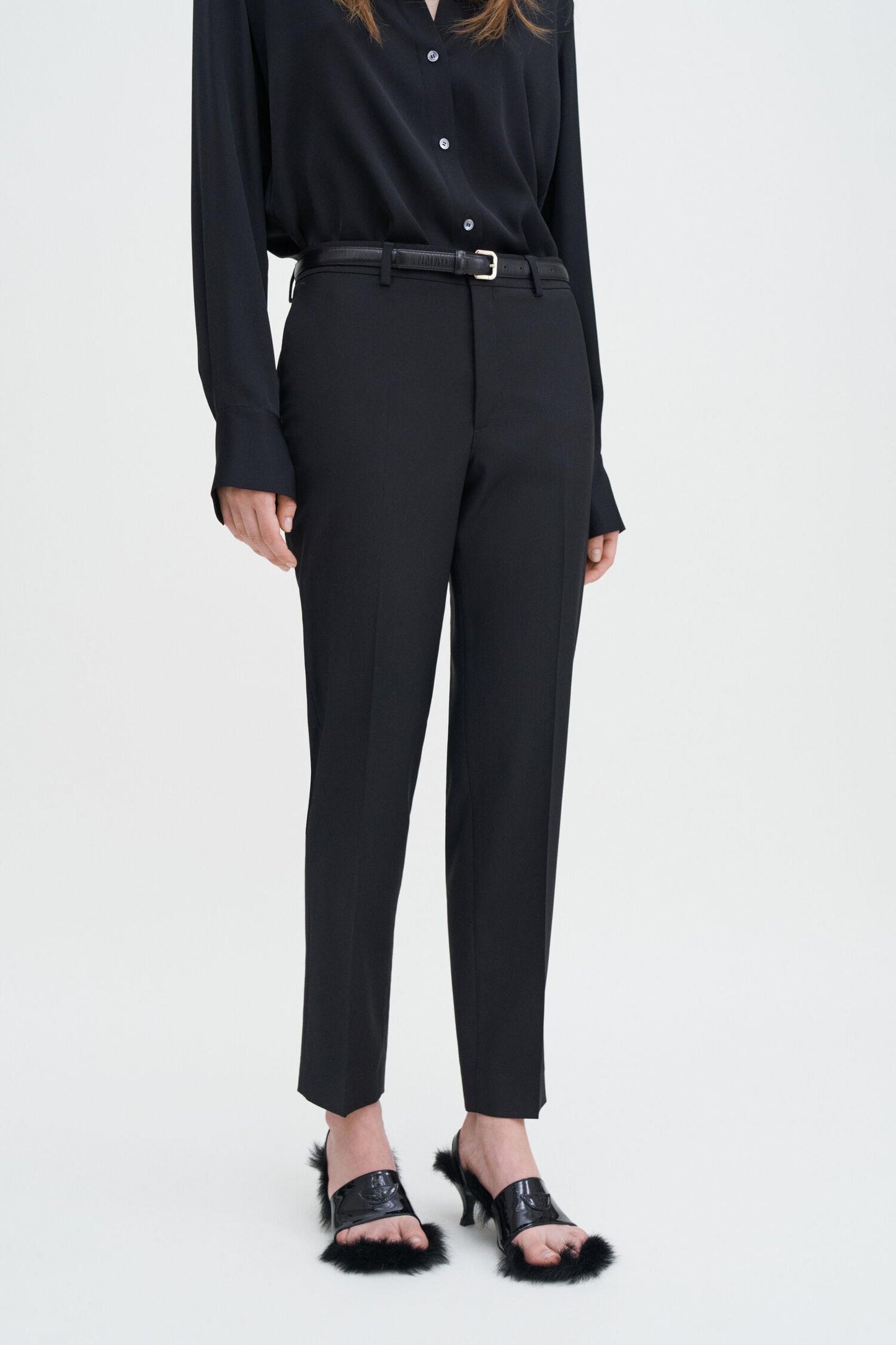 Emma Cropped Cool Wool Trousers Black