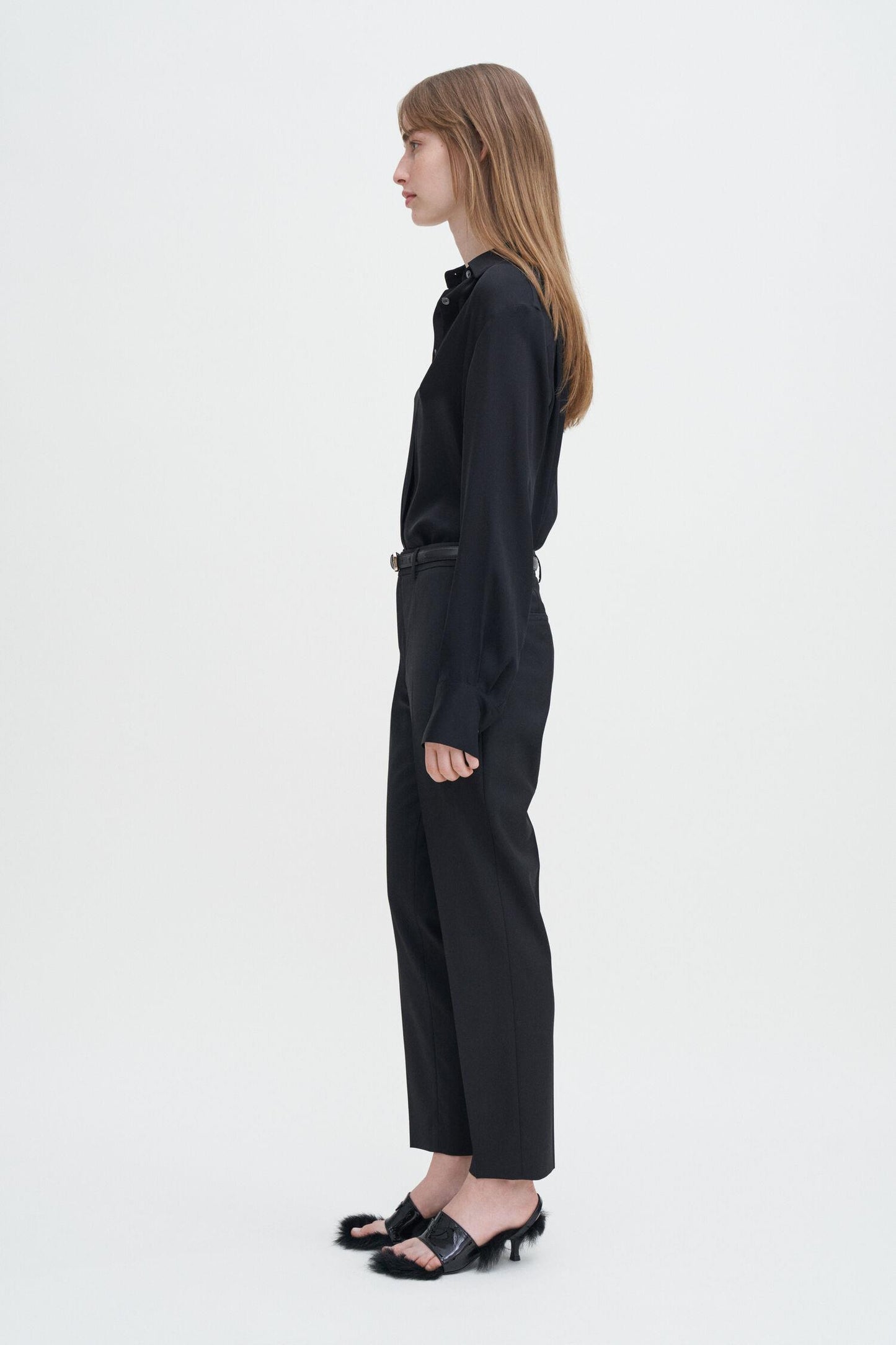 Emma Cropped Cool Wool Trousers Black