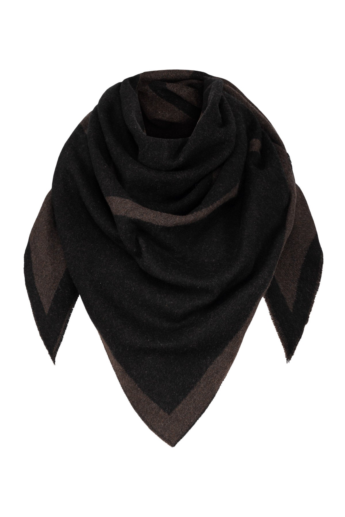 Triangle scarf, merino Tobacco / Black
