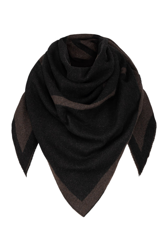 Triangle scarf, merino Tobacco / Black