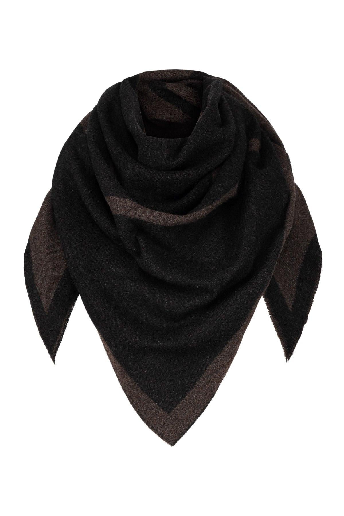 Triangle scarf, merino Tobacco / Black
