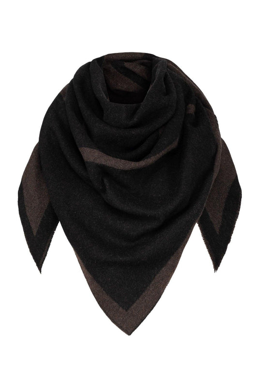Triangle scarf, merino Tobacco / Black