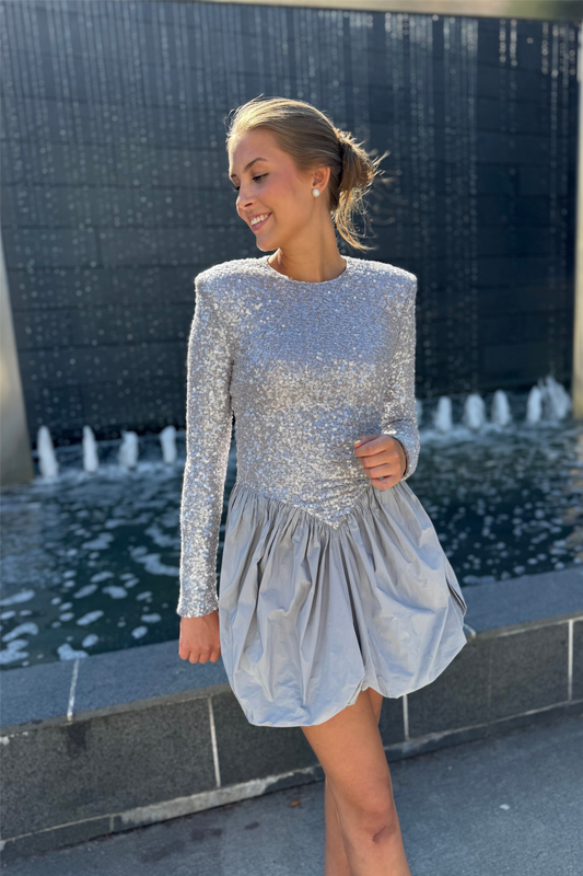 Sequin Mini Dress Alloy (Light Gray)