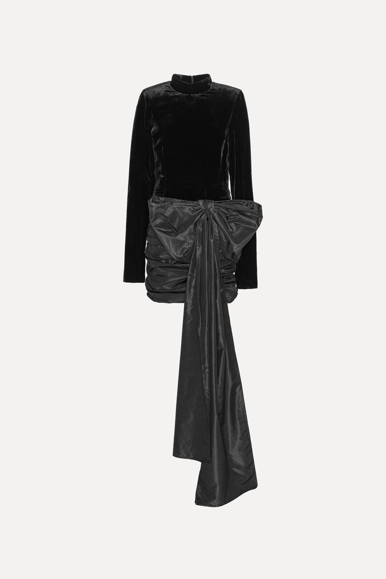 Velvet Bow Mini Dress Black