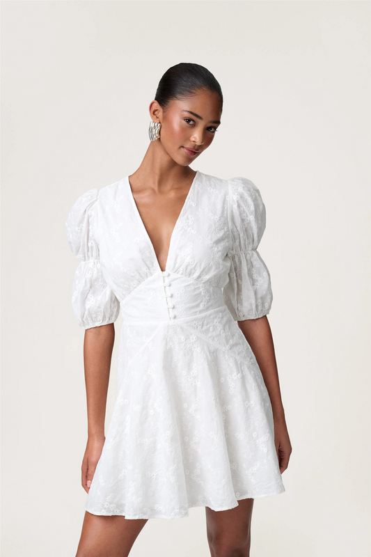 Sicily Mini Dress White Embroidery