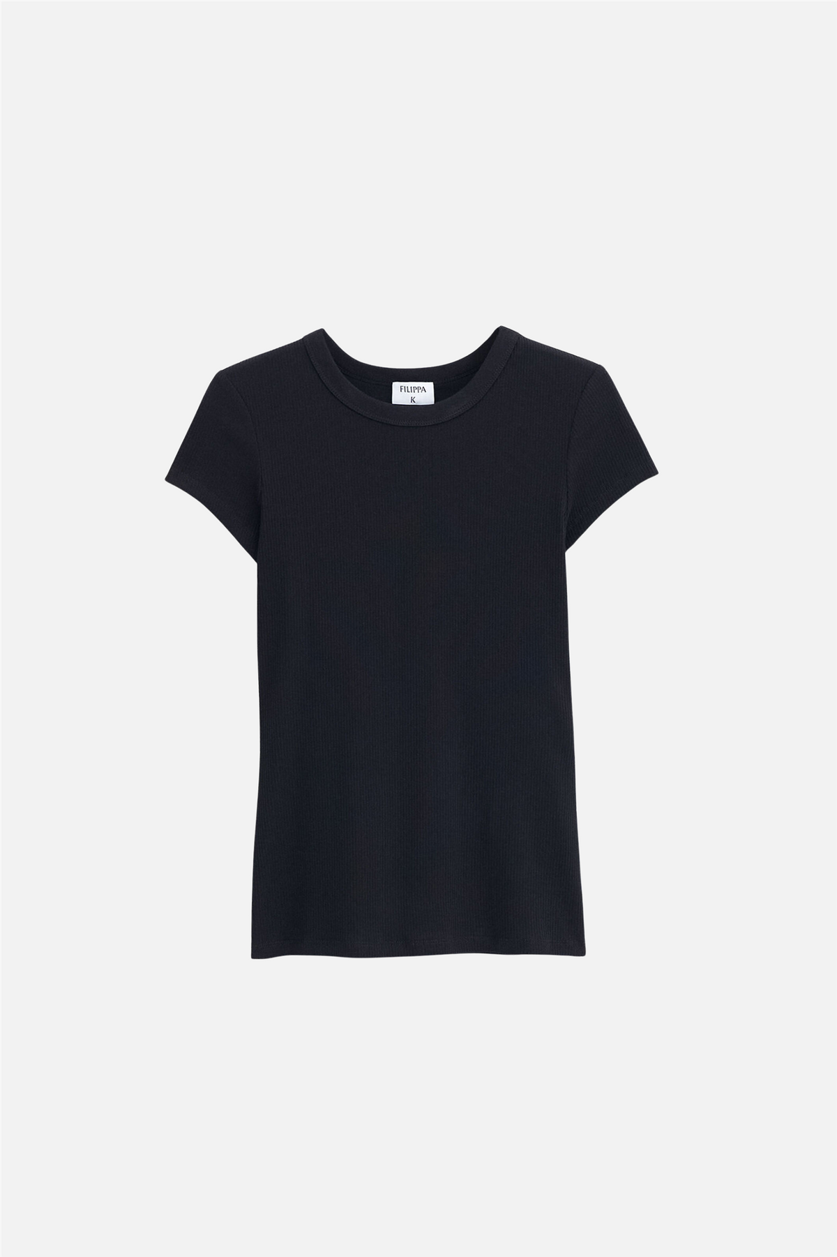 Fine rib tee Black