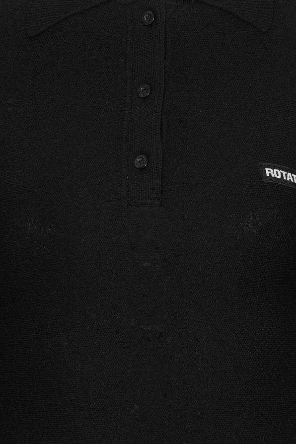 Slinky Knit Polo Dress Black