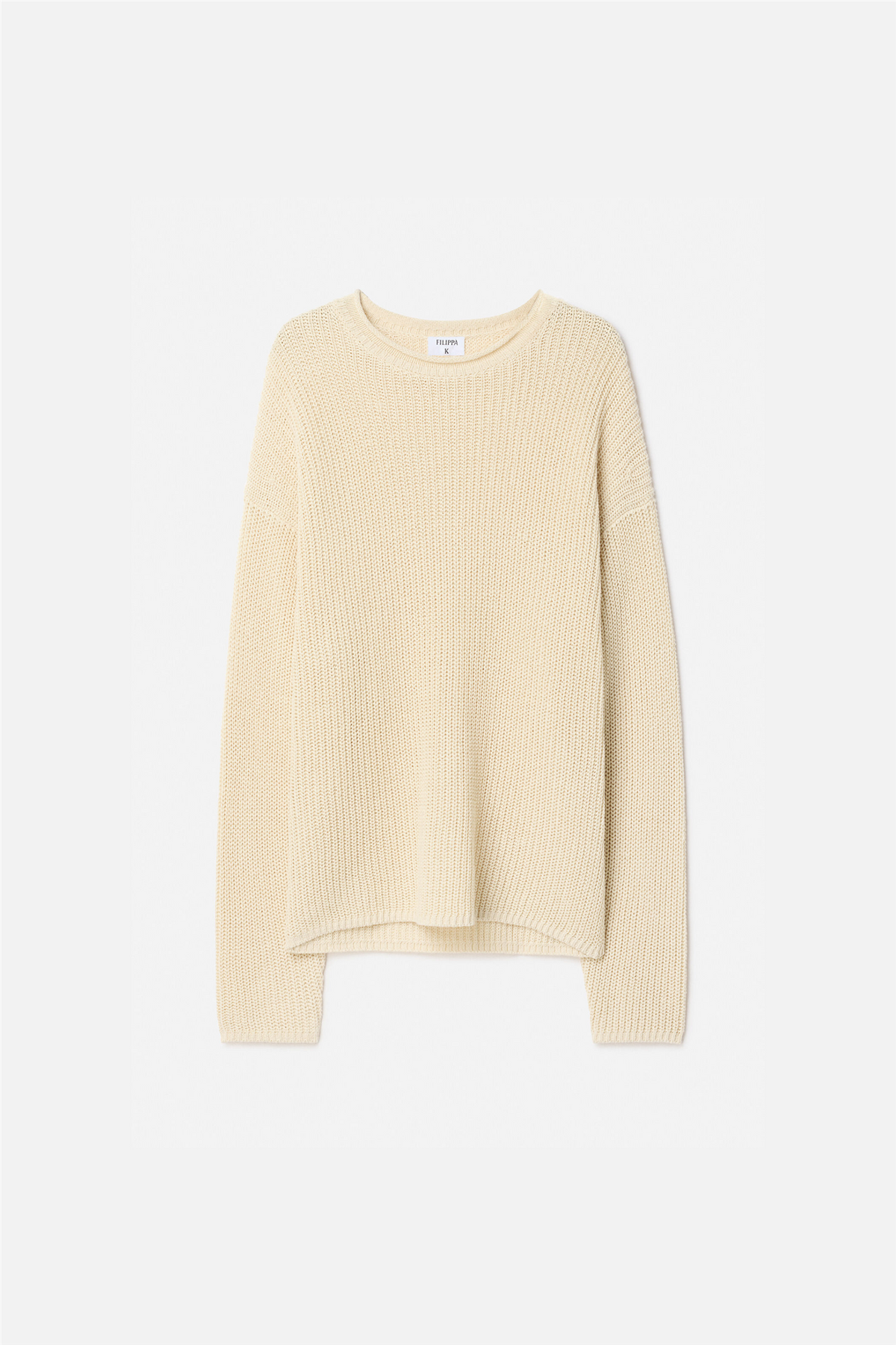 Ribbed Cotton Linen Sweater Cream White