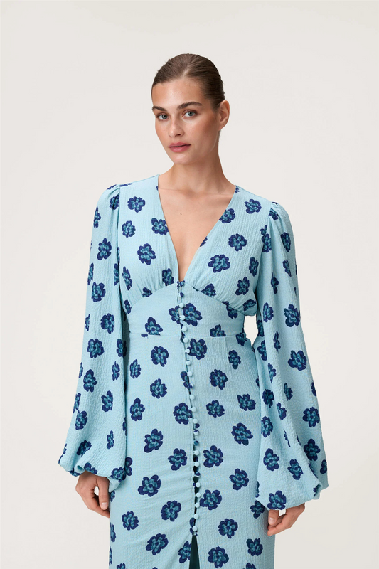 Positano Dress Turquoise Flower.