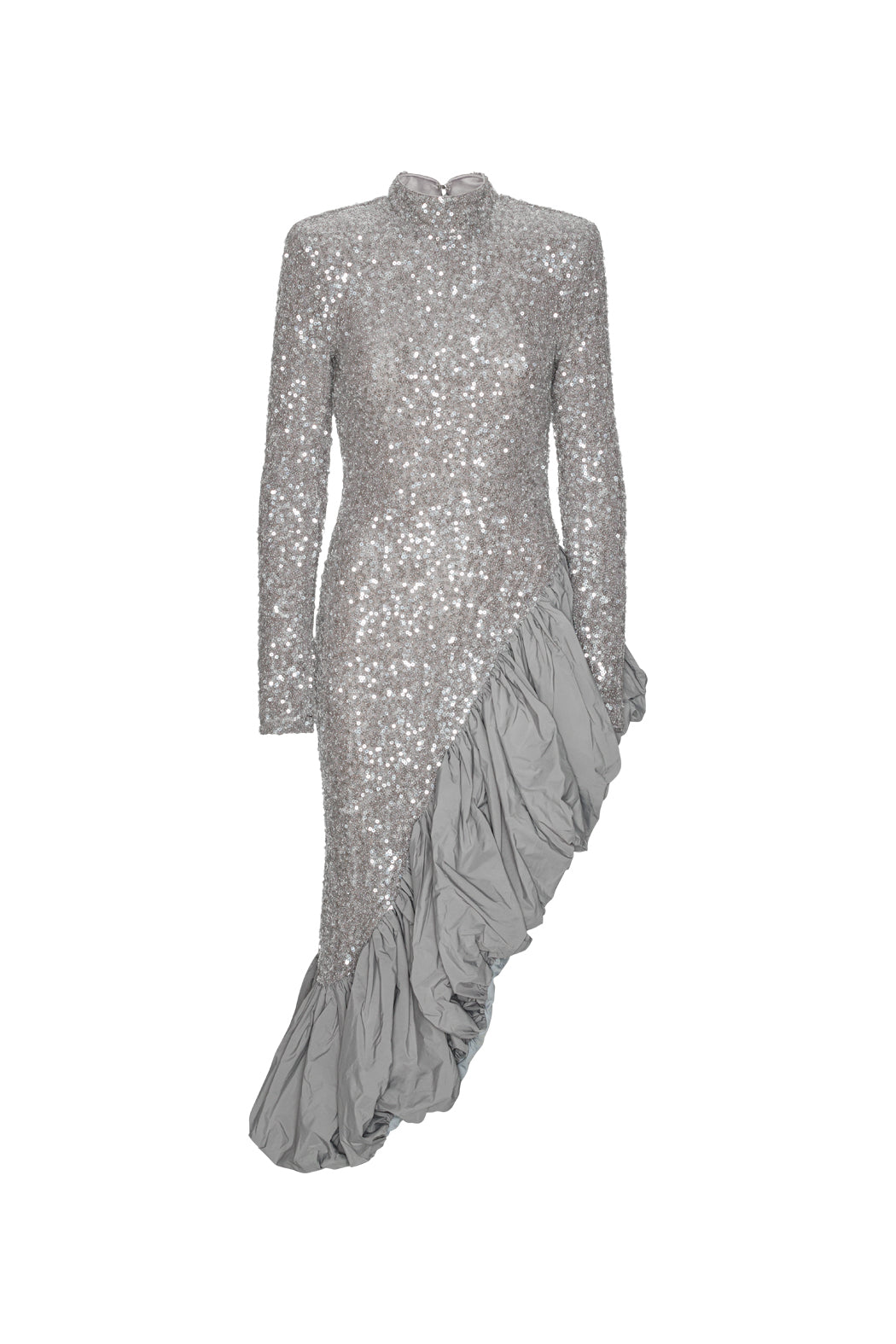 Sequin Asymmetric Dress Alloy (Light Gray)