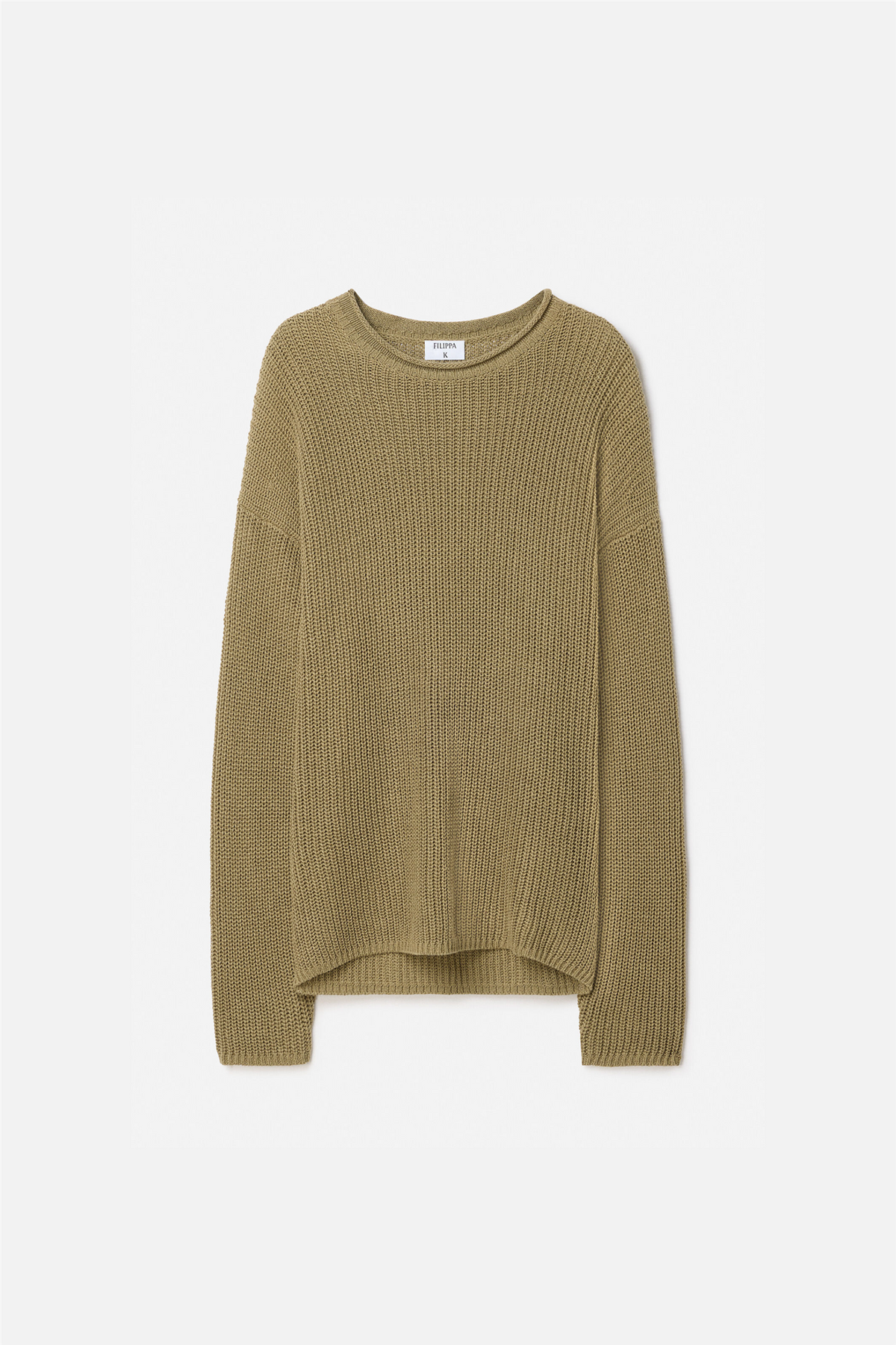 Ribbed Cotton Linen Sweater Light Olive Green