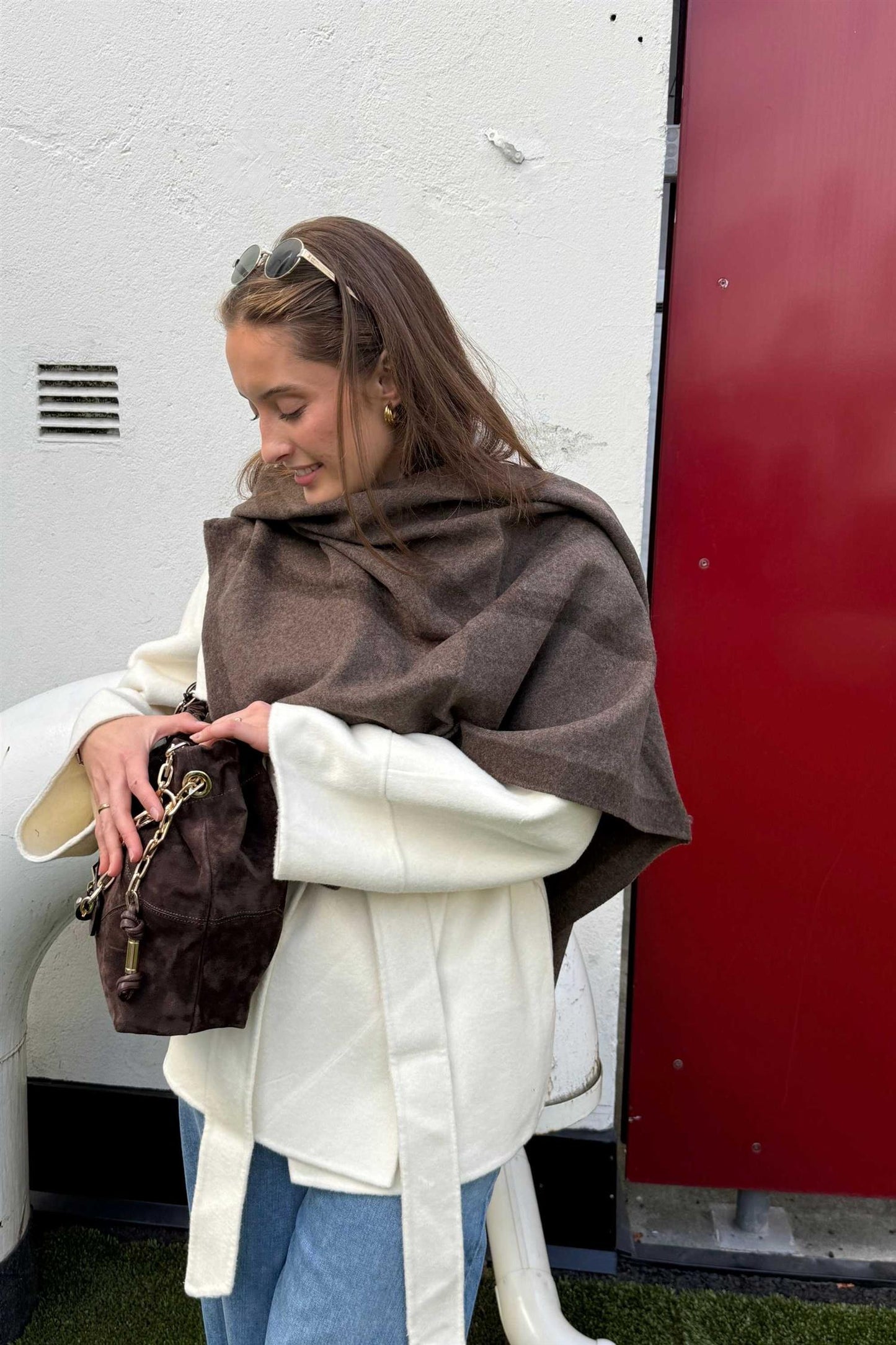 Triangle scarf, merino Tobacco / Cacao