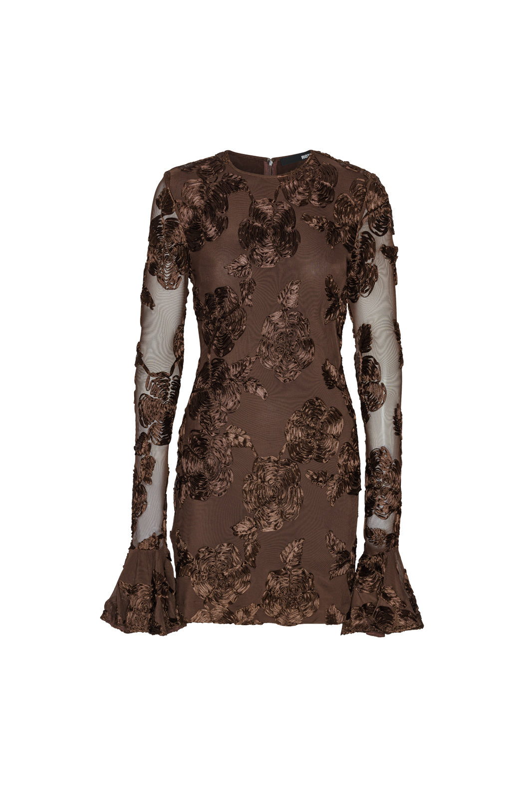 Flower Mesh Mini Dress Chicory Coffee