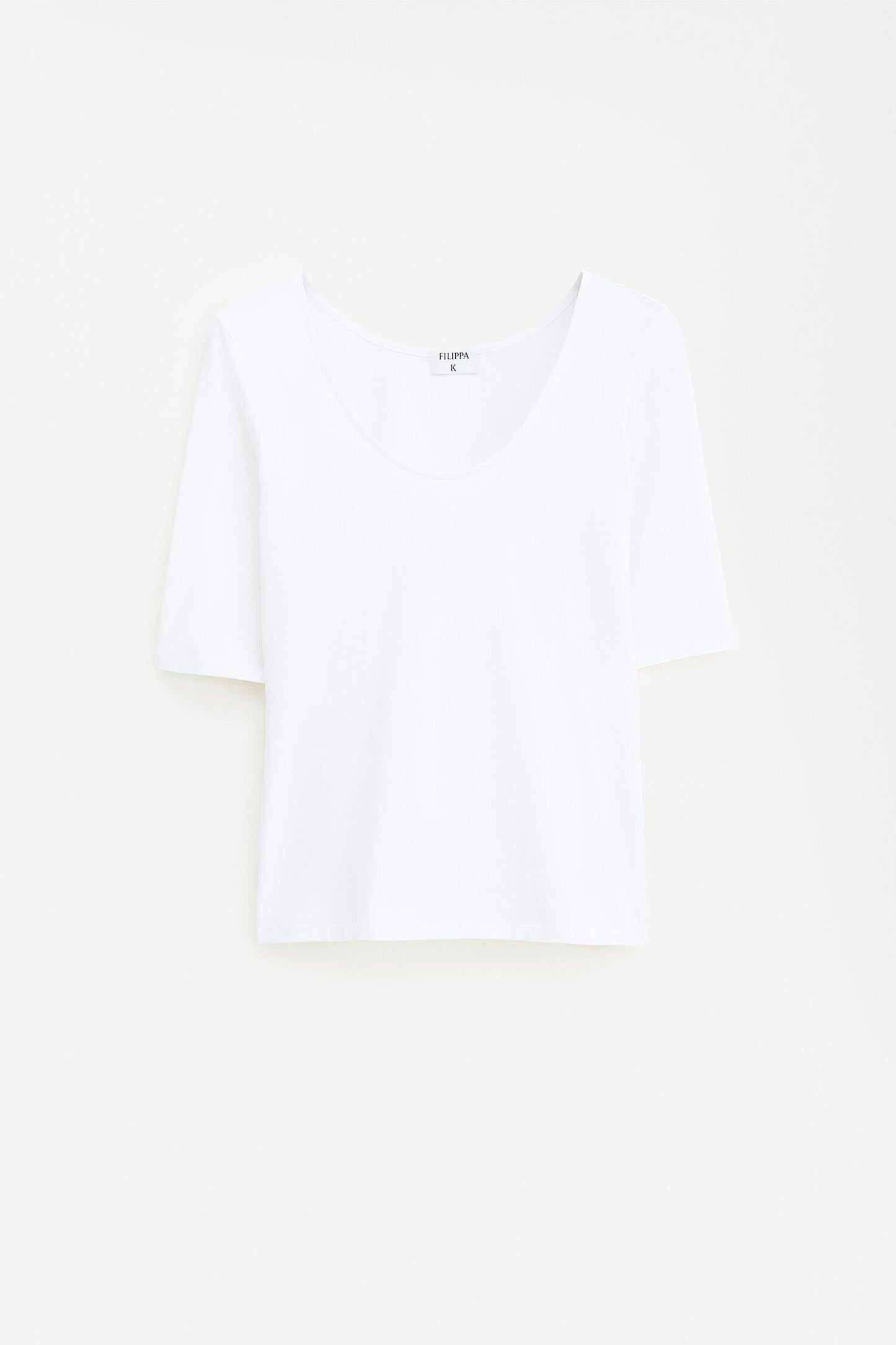 Cotton Stretch Scoop Neck Top White