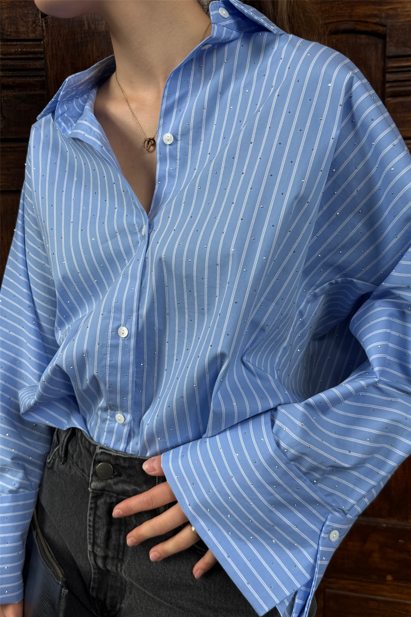 ATARI EMBELLISH SHIRT Blue Stripe