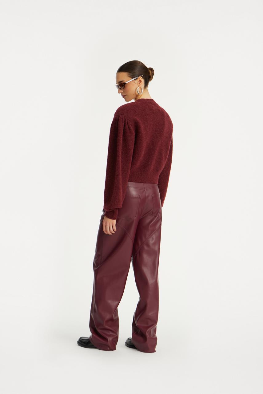 Knit Puffsleeve Cardigan Zinfandel